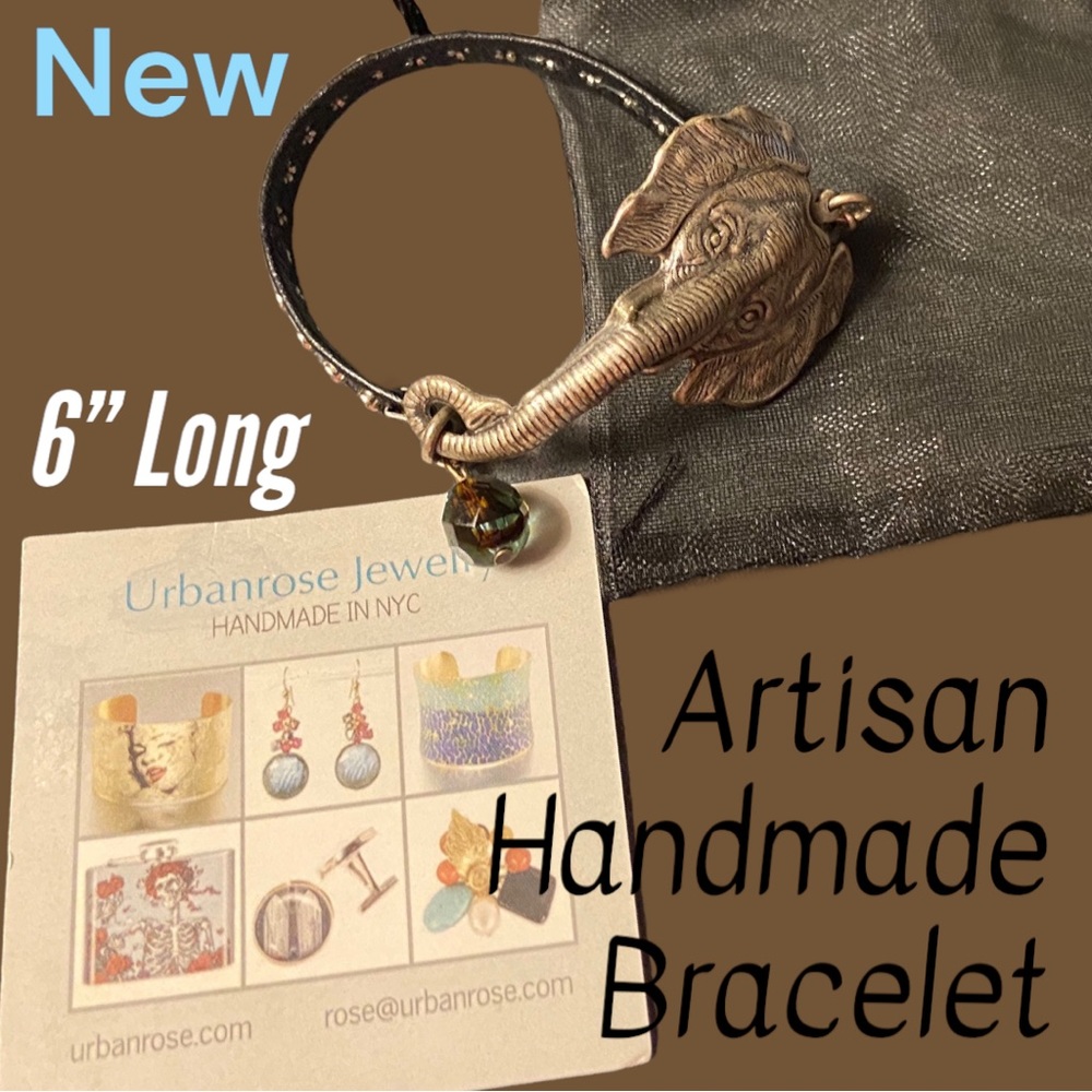 🐘Artisan Designed Handmade Elephant Bracelet 6”